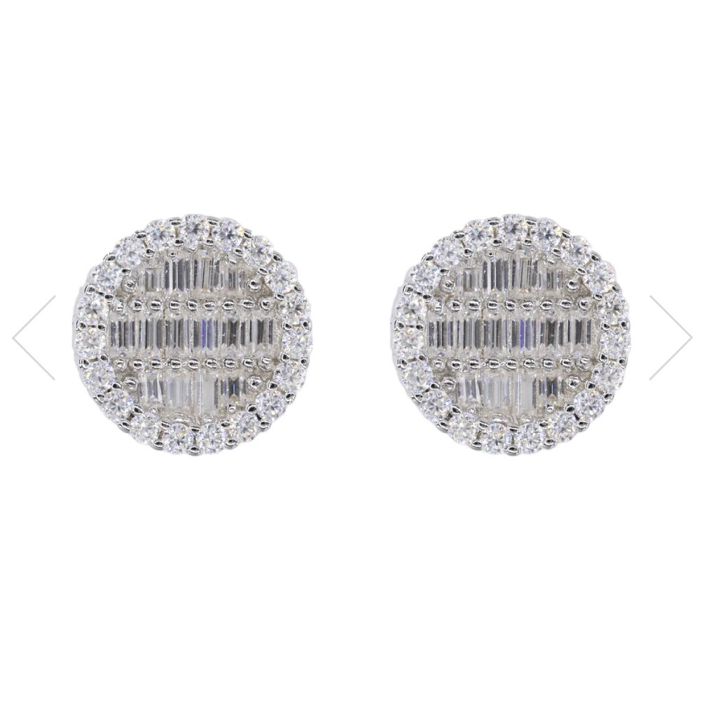 ROUND BAGUETTE INFILL VVS MOISSANITE DAIMOND EARRINGS